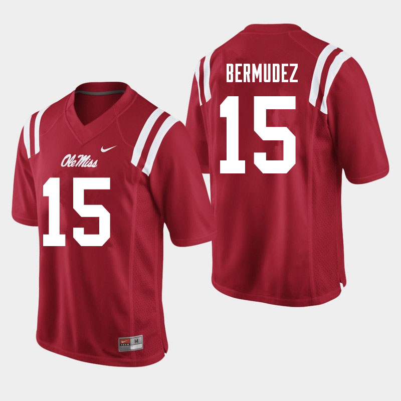 Men #15 Derek Bermudez Ole Miss Rebels College Football Jerseys Sale-Red